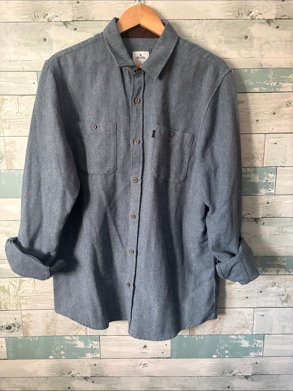 Rip Curl Men's Casual Button-Down Shirt in Heather Blue